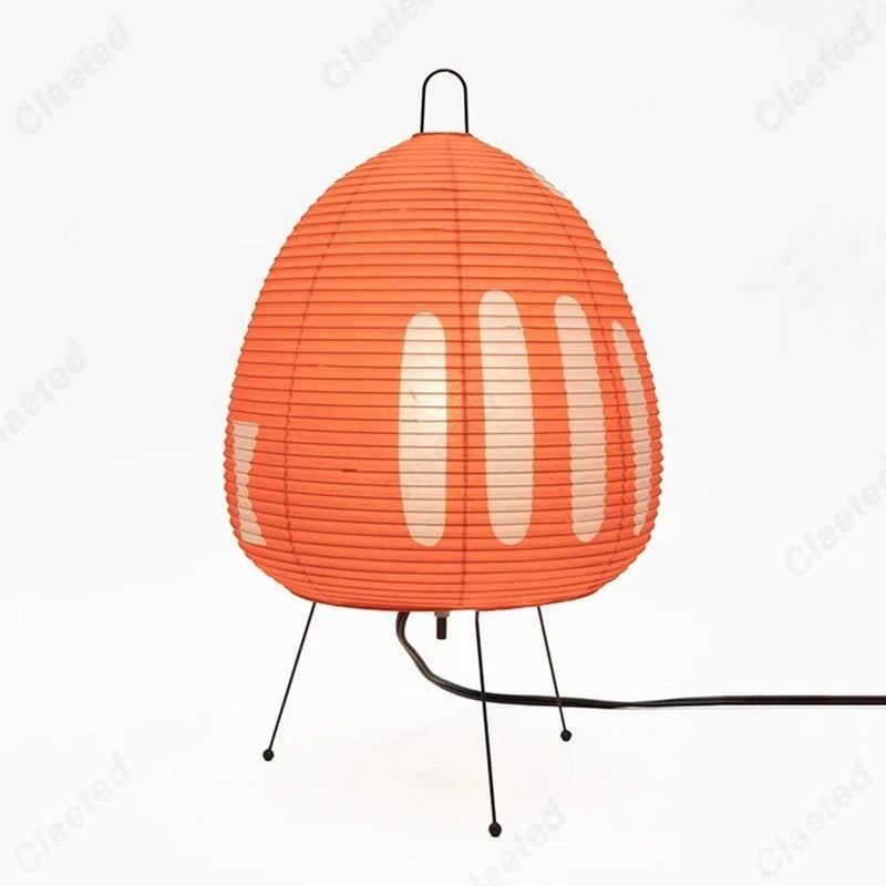 SUENTA Wabi Sabi Tischlampe aus Reispapier – Minimalistische Nachttischlampe Orange