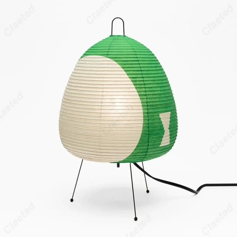 SUENTA Wabi Sabi Tischlampe aus Reispapier – Minimalistische Nachttischlampe Grün