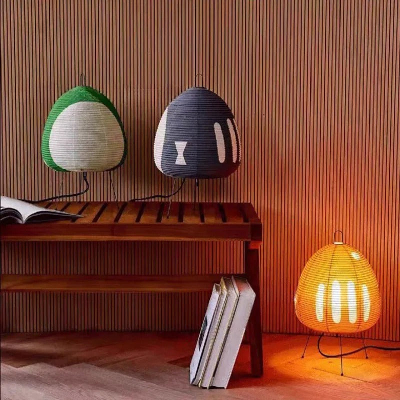 SUENTA Wabi Sabi Tischlampe aus Reispapier – Minimalistische Nachttischlampe