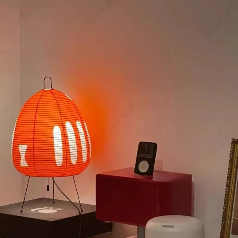 SUENTA Wabi Sabi Tischlampe aus Reispapier – Minimalistische Nachttischlampe