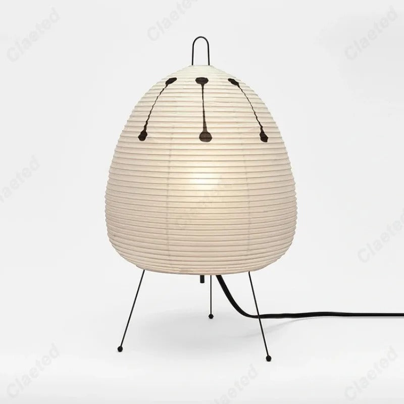 SUENTA Wabi Sabi Tischlampe aus Reispapier – Minimalistische Nachttischlampe Weiß