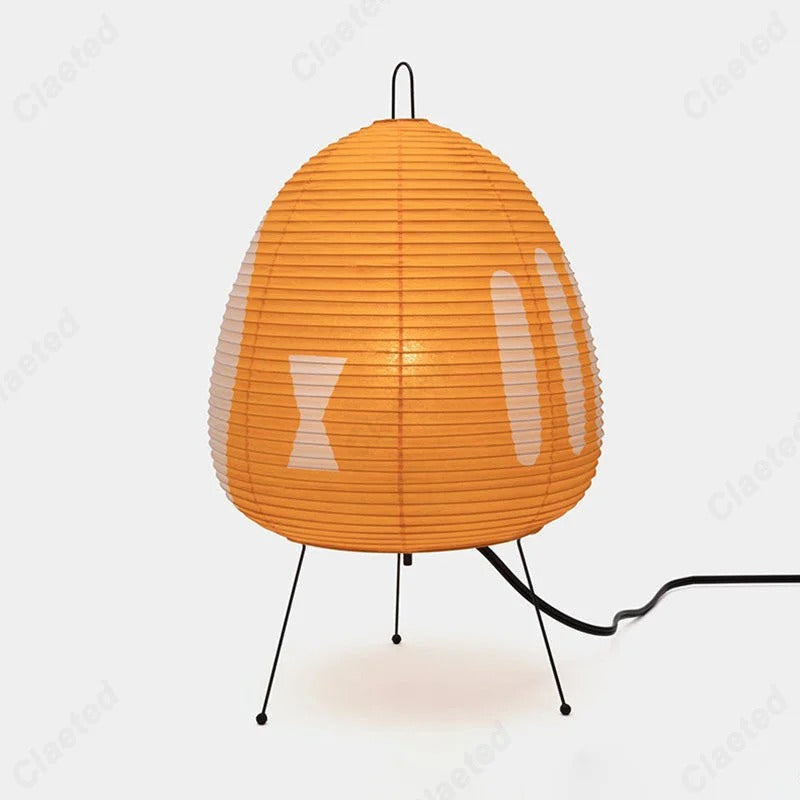 SUENTA Wabi Sabi Tischlampe aus Reispapier – Minimalistische Nachttischlampe Gelb