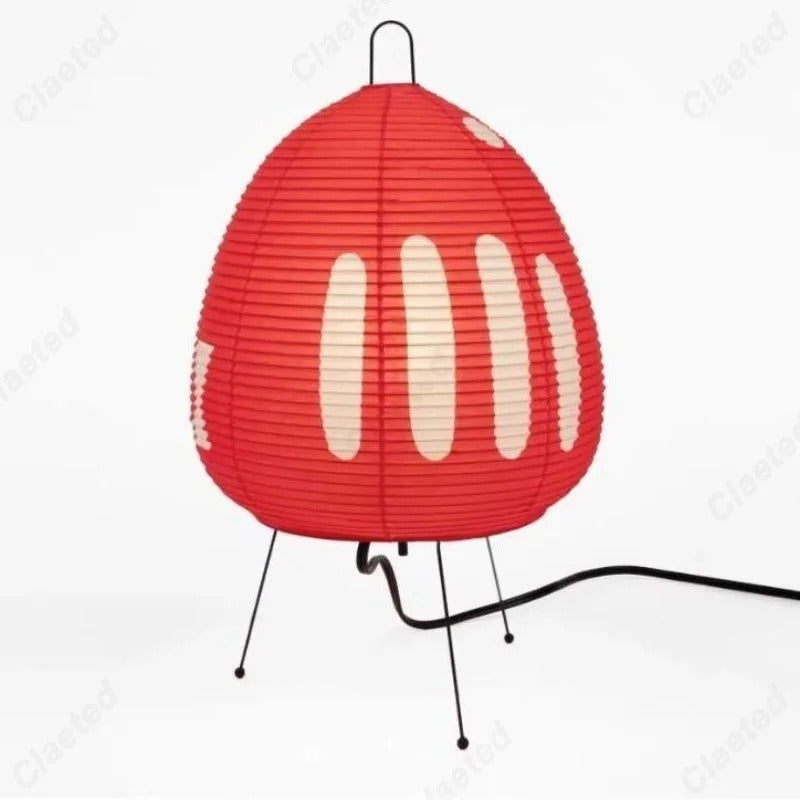 SUENTA Wabi Sabi Tischlampe aus Reispapier – Minimalistische Nachttischlampe Rot