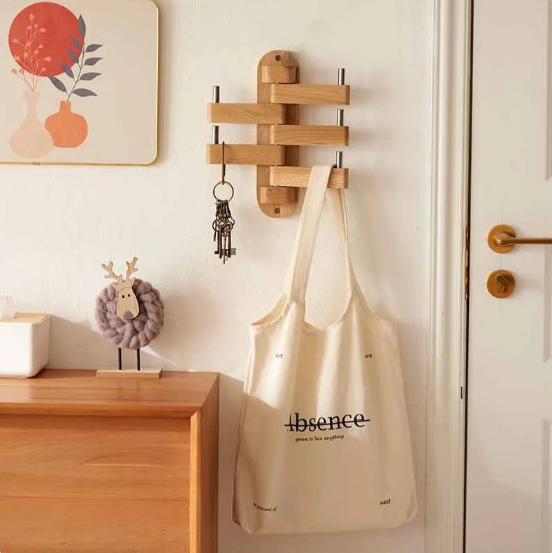 SUENTA Wandgarderobe aus Eichenholz mit 5 Haken – Platzsparend und Elegant