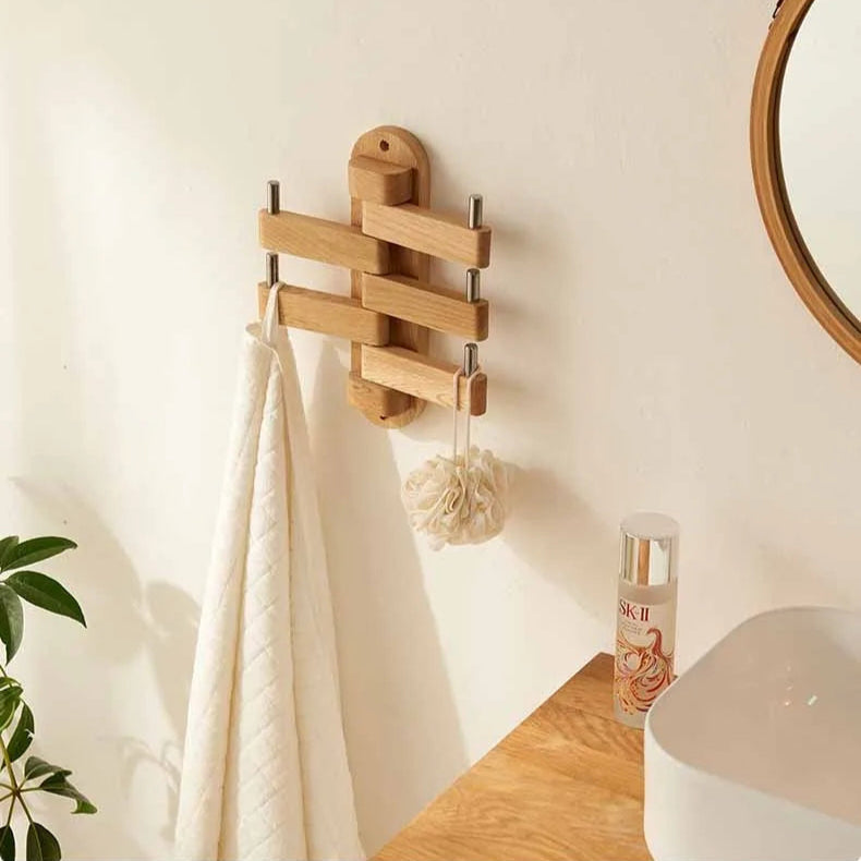 SUENTA Wandgarderobe aus Eichenholz mit 5 Haken – Platzsparend und Elegant
