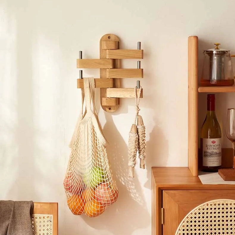 SUENTA Wandgarderobe aus Eichenholz mit 5 Haken – Platzsparend und Elegant