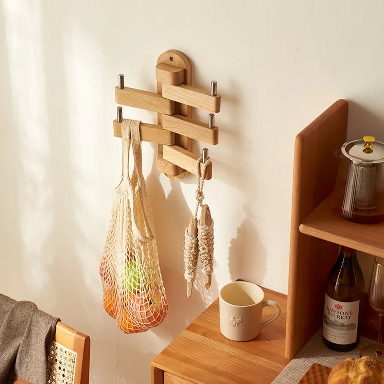 SUENTA Wandgarderobe aus Eichenholz mit 5 Haken – Platzsparend und Elegant