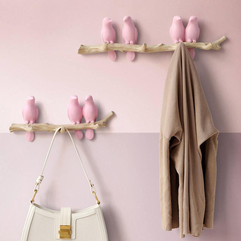SUENTA Wandhaken mit Vogelmotiv – Kleiderhaken für die Wand aus Hars Rosa