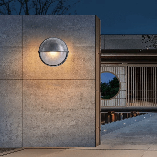 SUENTA Wasserdichte Außenwandlampe Aus Glas Mit Wetterfestem Design Grau Stil A: T18cm(7.09") x H10cm(3.93")