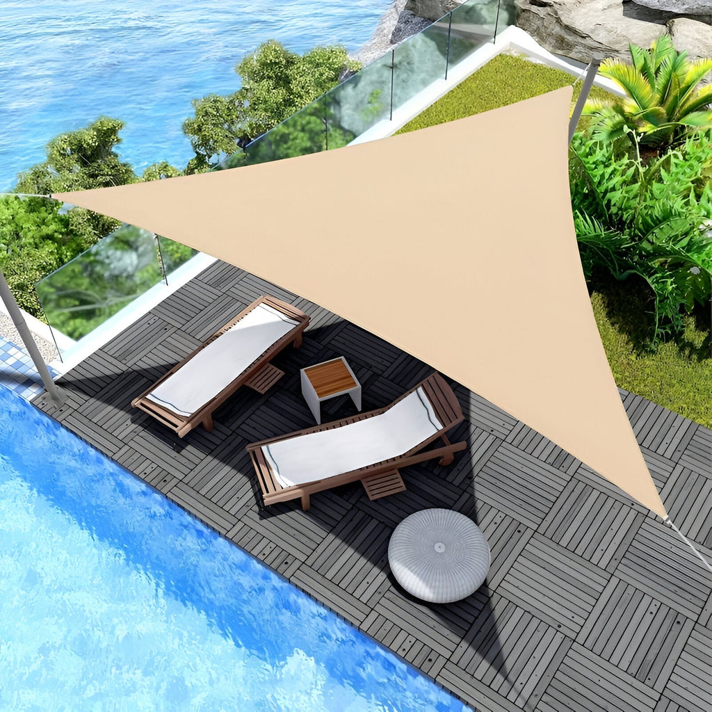 SUENTA Wasserdichtes Dreieckiges Sonnensegel UV Schutz Beige