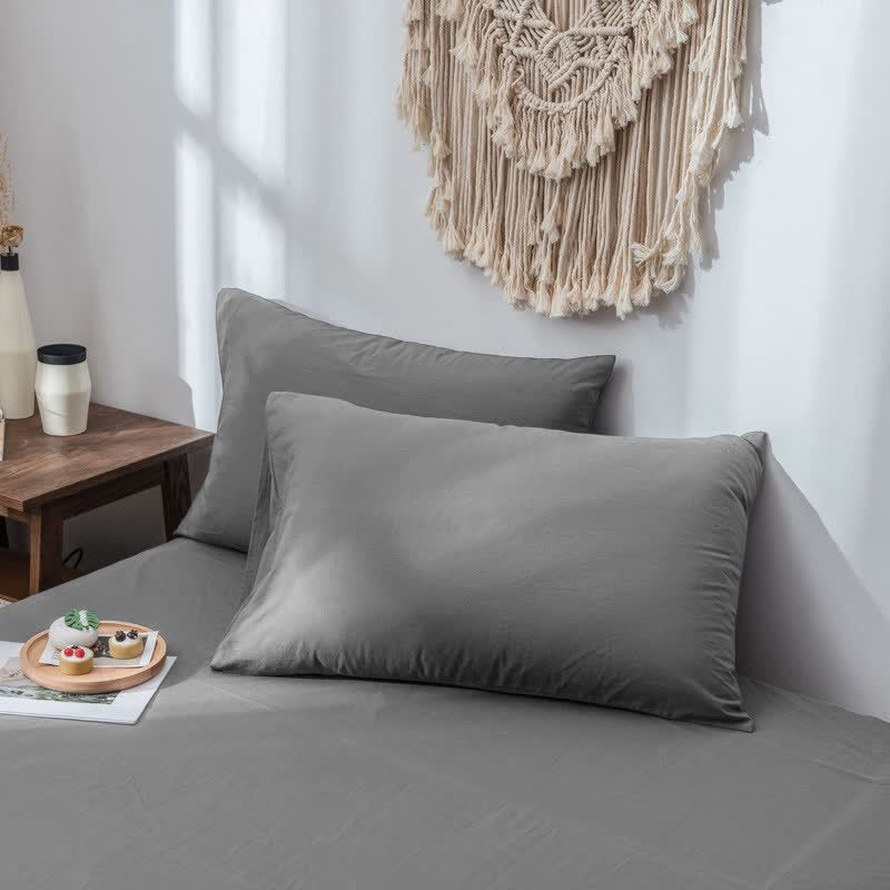 SUENTA Weicher Kissenbezug Aus Baumwolle Set Zwei Stück Waschbar Grau 48cm x 74cm