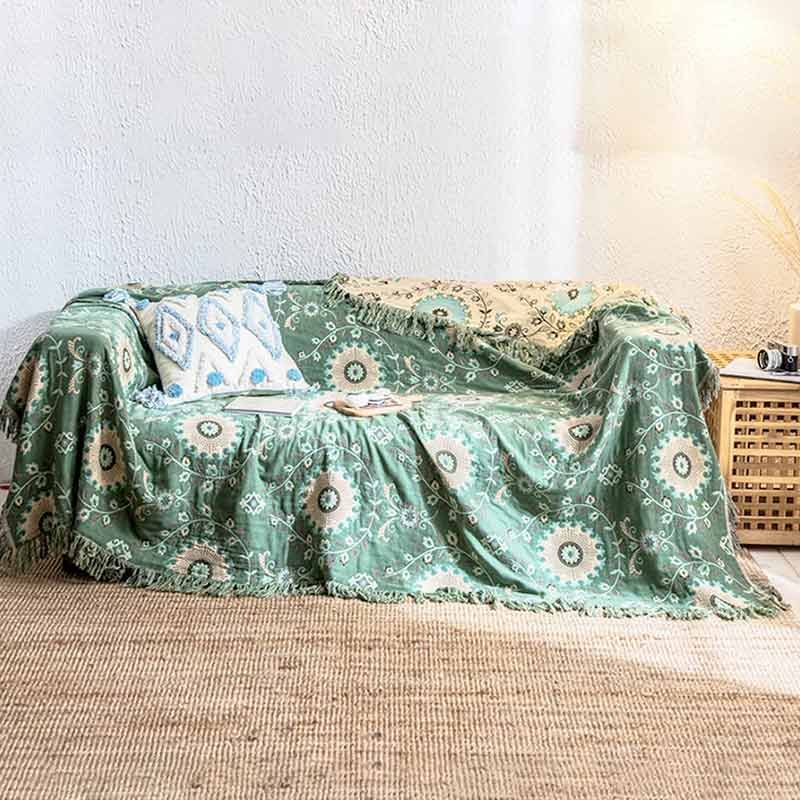SUENTA Wende-Sofabezug aus 100% Baumwolle im Retro Design für Sofa
