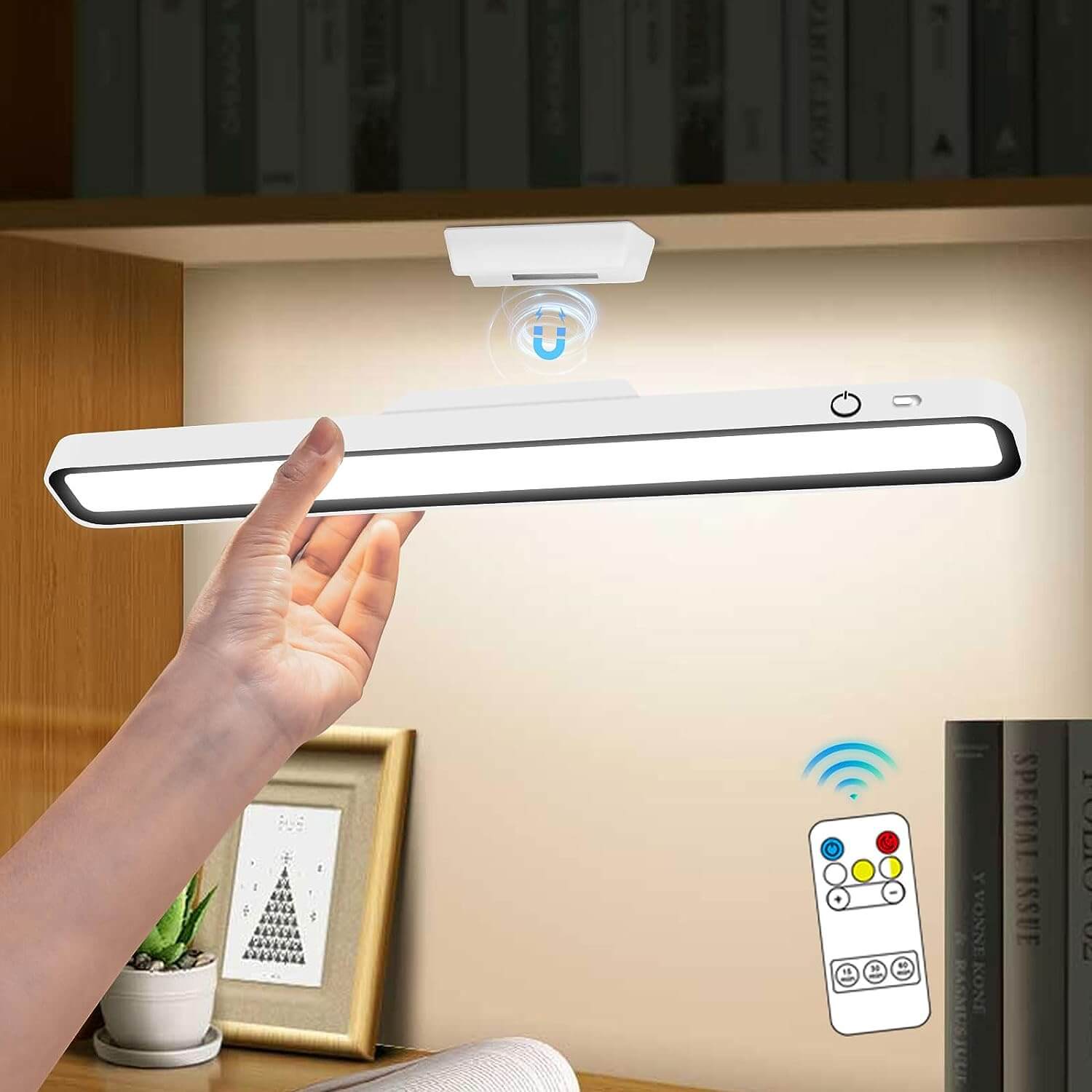 SUENTA Wiederaufladbare Magnetische Schreibtischlampe mit Sensorsteuerung – Modernes Design in Schwarz, Weiß oder Grau