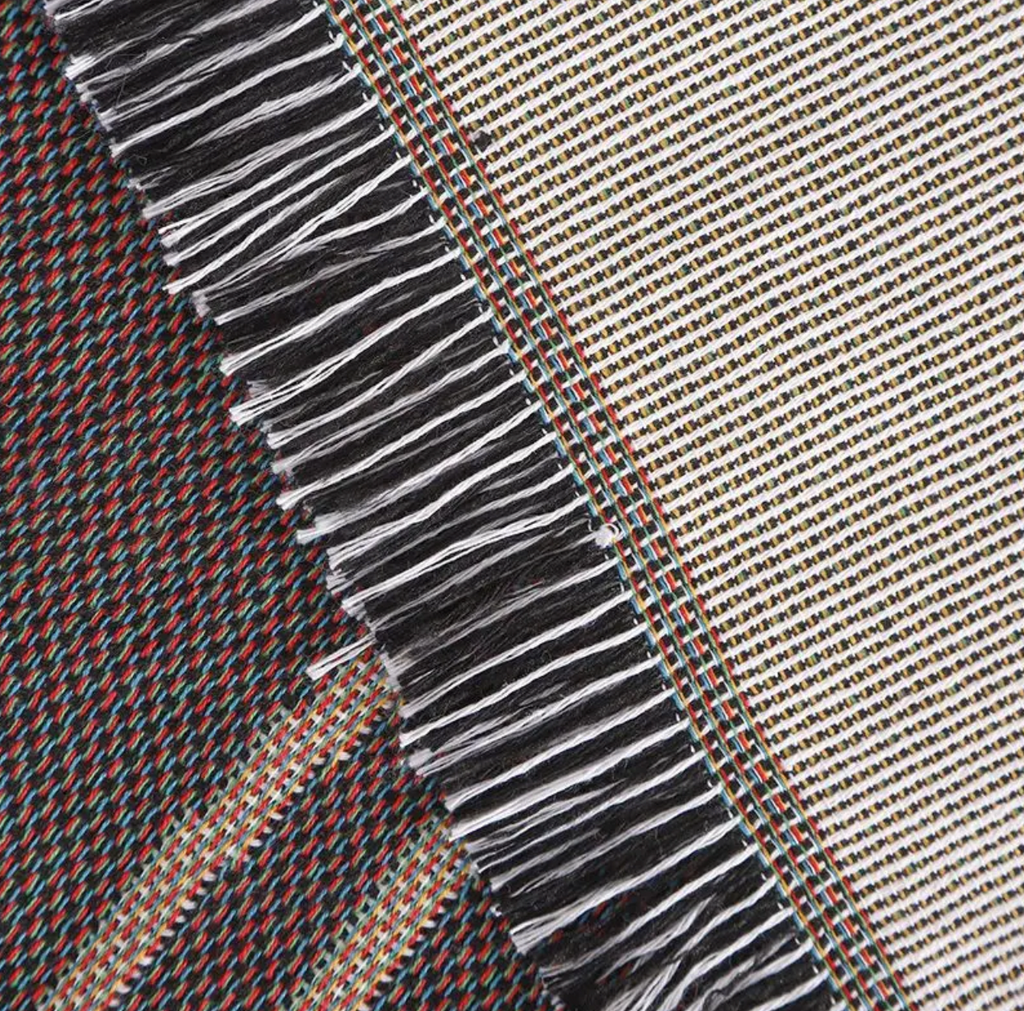 SUENTA Woven Decke mit Doodle-Muster – 130x160 cm, Baumwolle und Polyester
