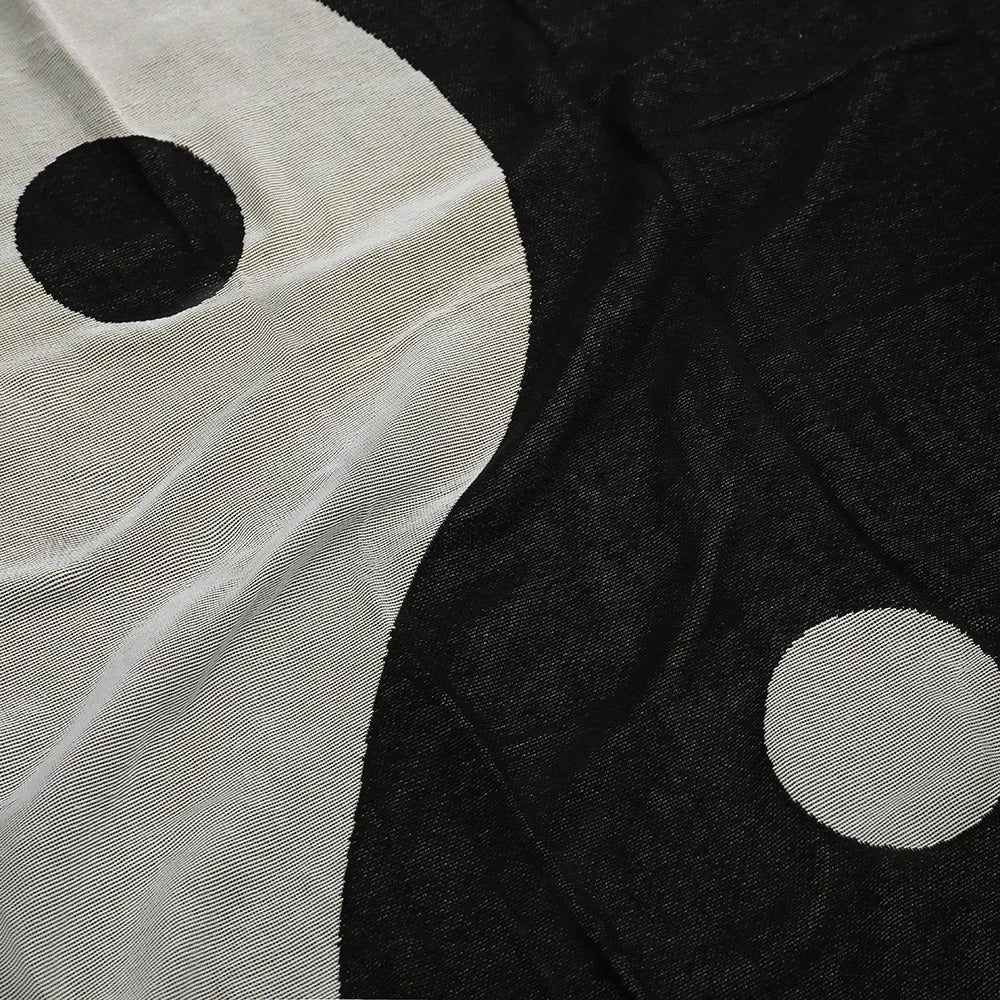 SUENTA Ying Yang Wurfdecke 125x150 cm – Buntes Blockdesign aus Polyester-Baumwolle