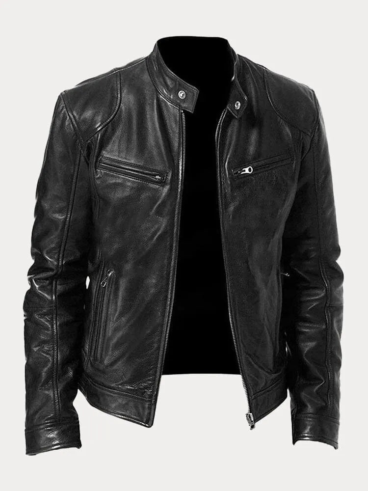 SUENTA Damen Lässige Lederjacke Moderne Stil Robustheit Schwarz