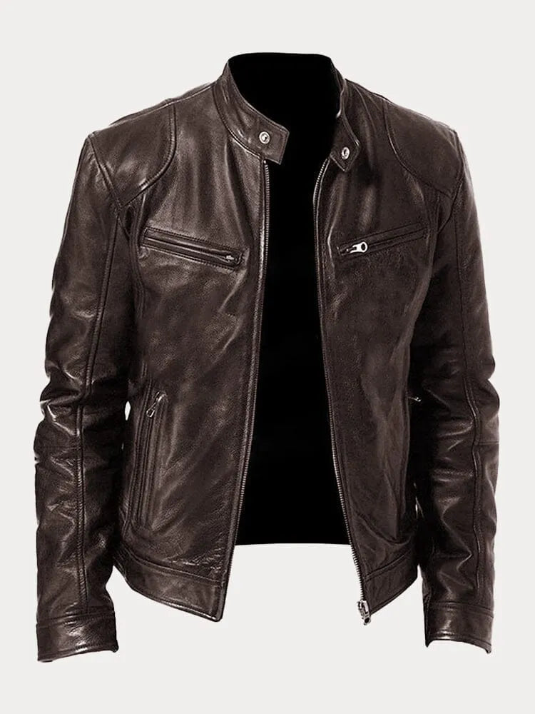 SUENTA Damen Lässige Lederjacke Moderne Stil Robustheit Braun