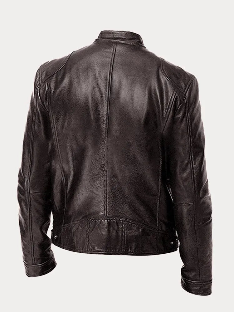 SUENTA Damen Lässige Lederjacke Moderne Stil Robustheit