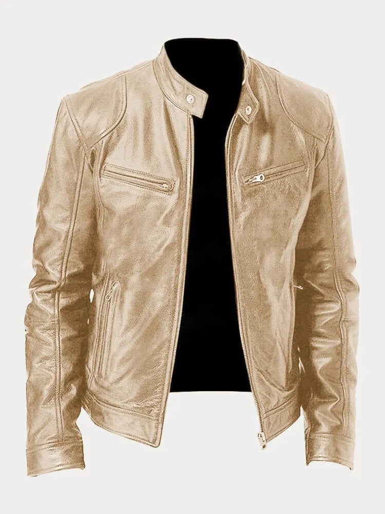 SUENTA Damen Lässige Lederjacke Moderne Stil Robustheit Gold