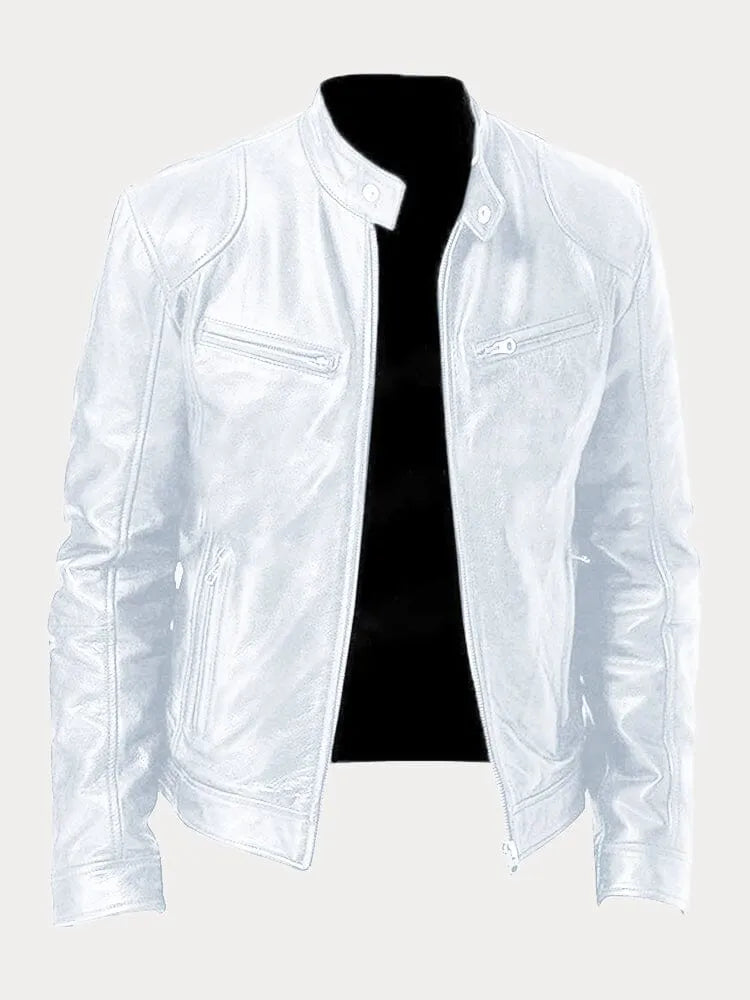 SUENTA Damen Lässige Lederjacke Moderne Stil Robustheit Weiß