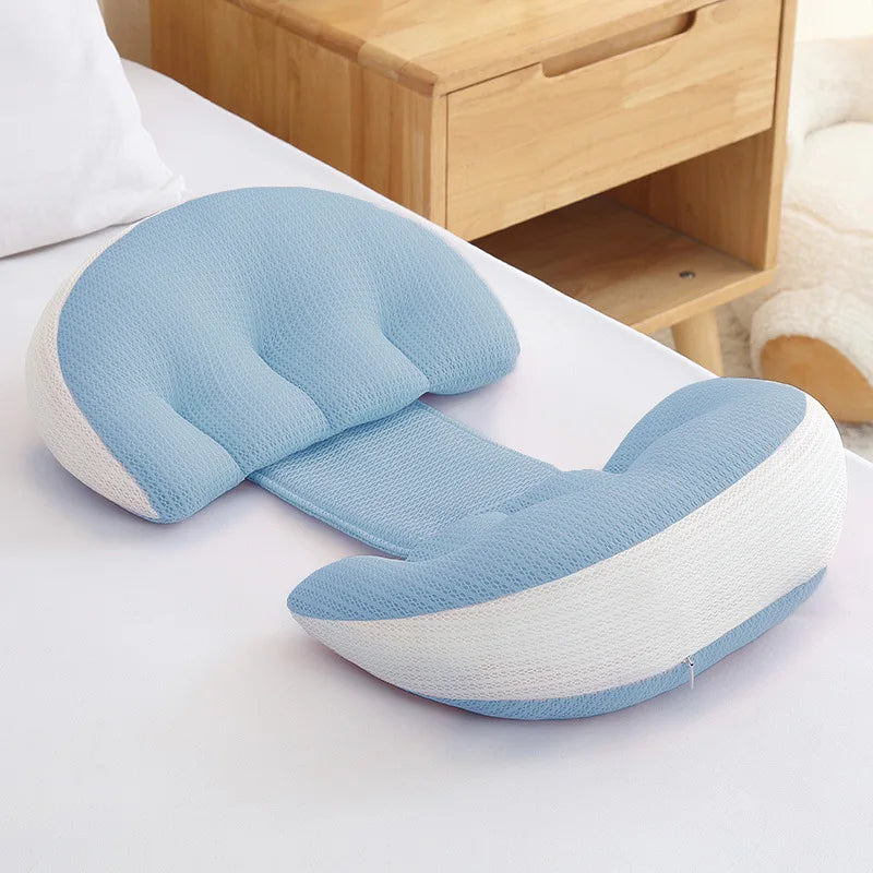 SUENTA U-Shaped Pregnancy Pillow for Side Sleeping - Ergonomic Full Body Maternity Cushion for Abdominal Support, Waist & Back Pain Relief Blue