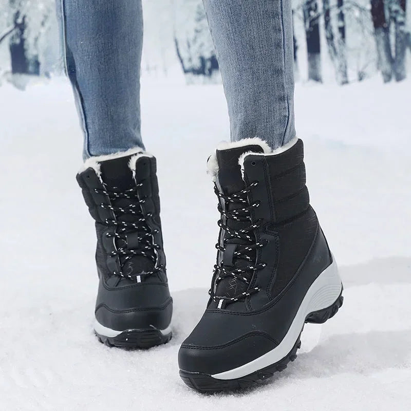 SUENTA Damen Plateau-Schneestiefel Schnürung Hohe Sohle Winteralltag - Winterstiefel