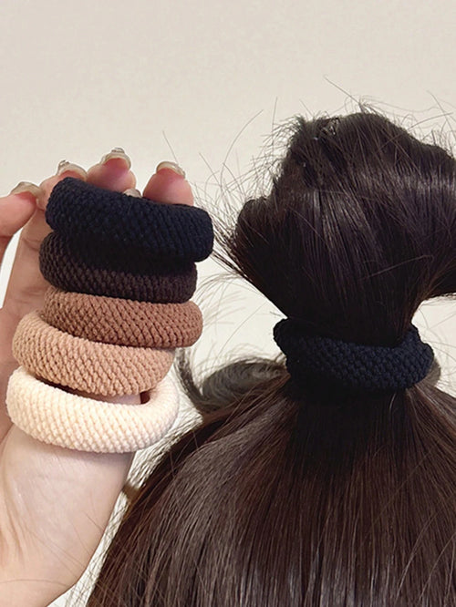 5/10 Pack High Elasticity Thickened Hair Scrunchies - Damage-Free No-Crease Soft Cotton Ponytail Holders & Versatile Hair Ties (Mixed Colors)