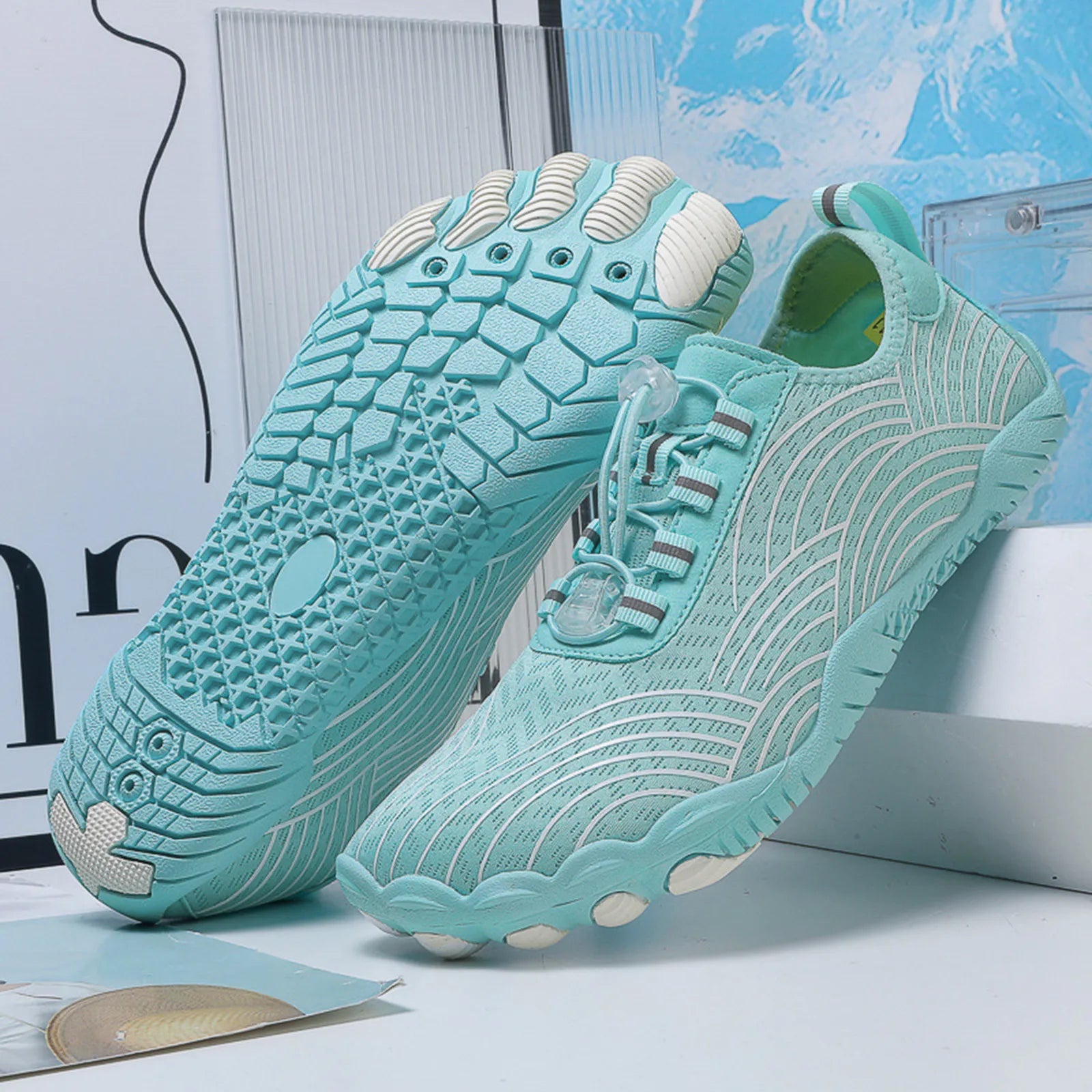SUENTA Unisex Im Freien Barfußschuhe Wasserdichte Allround Flexibel Hellblau