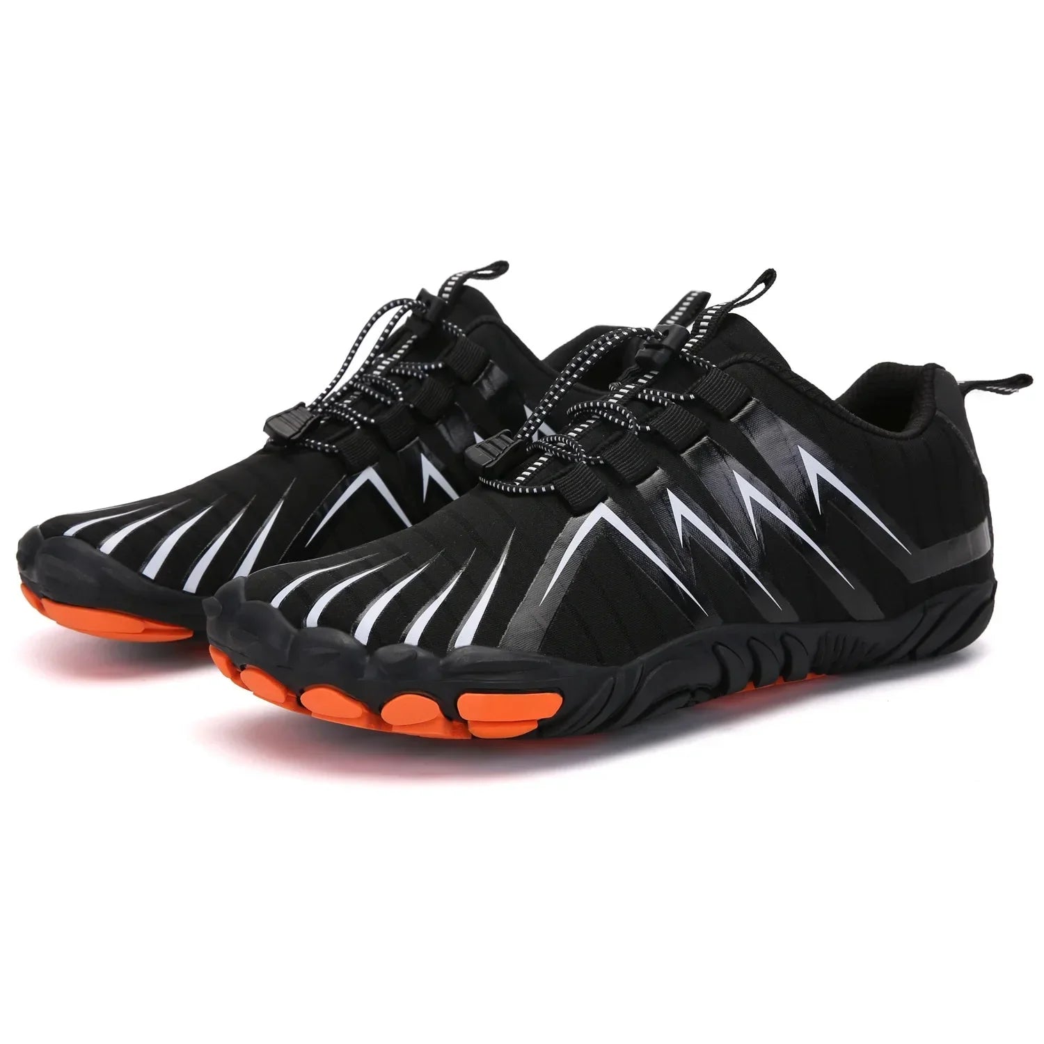 SUENTA Unisex Flache Barfußschuhe Wasserdichte Fünfzehige Aufbau Schwarz 1