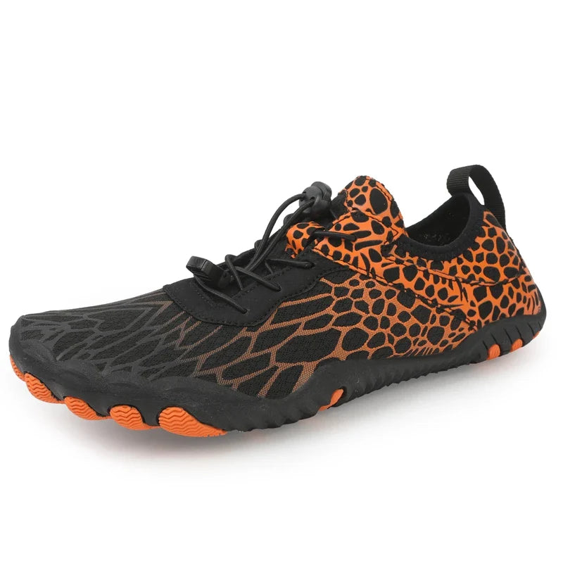 SUENTA Unisex Barfußschuhe Wasserdicht Minimalistisches Design Schwarz Orange