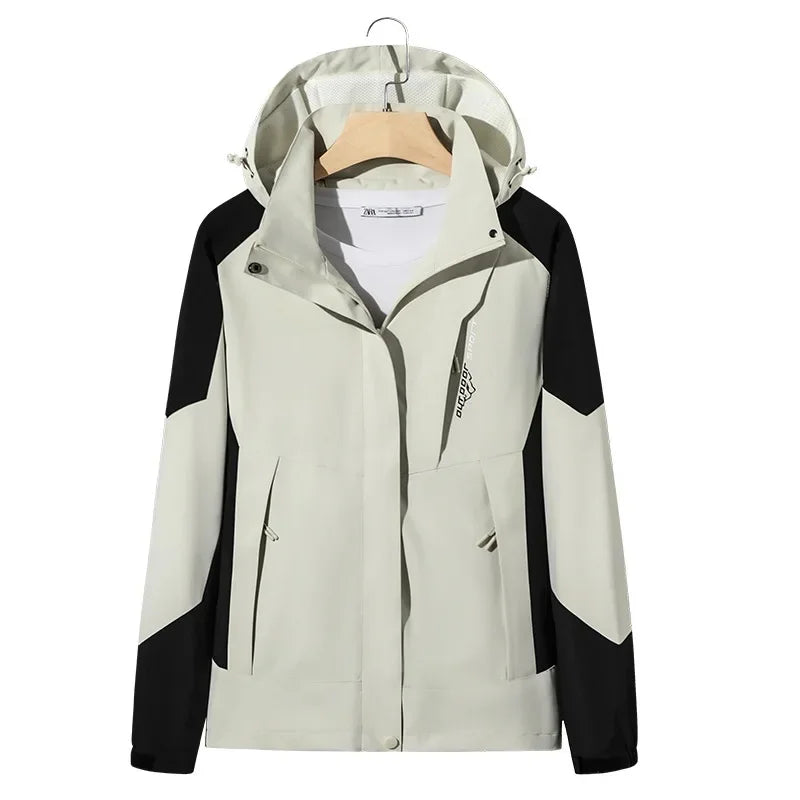 SUENTA Unisex-Skijacke Modische Wandern Skifahren Wind Schützt Weiß Schwarz 1