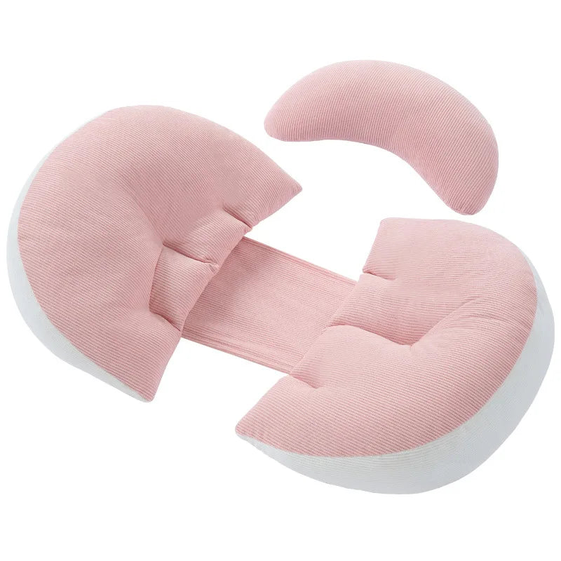 SUENTA U-Shaped Pregnancy Pillow for Side Sleeping - Ergonomic Full Body Maternity Cushion for Abdominal Support, Waist & Back Pain Relief Pink