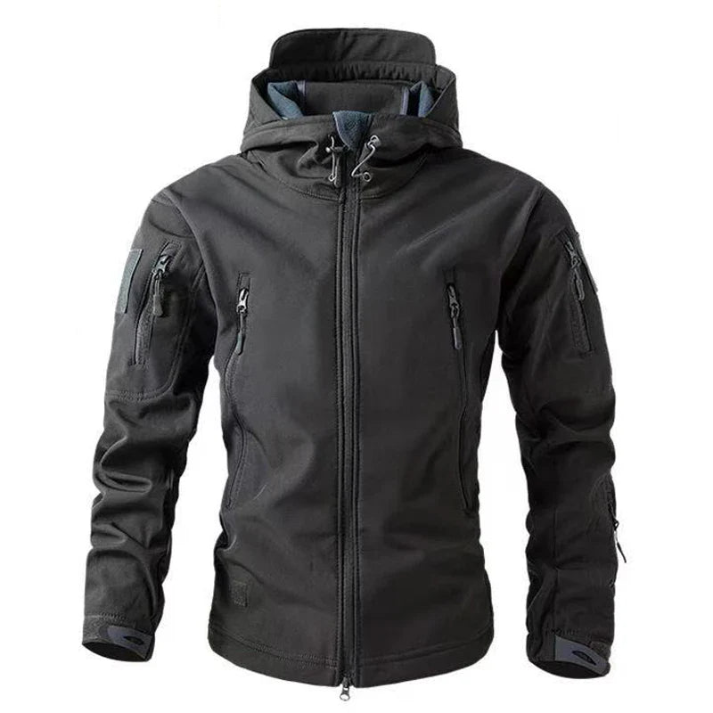 SUENTA Herren Softshell Jacke Windabweisenden Design Kapuze Grau