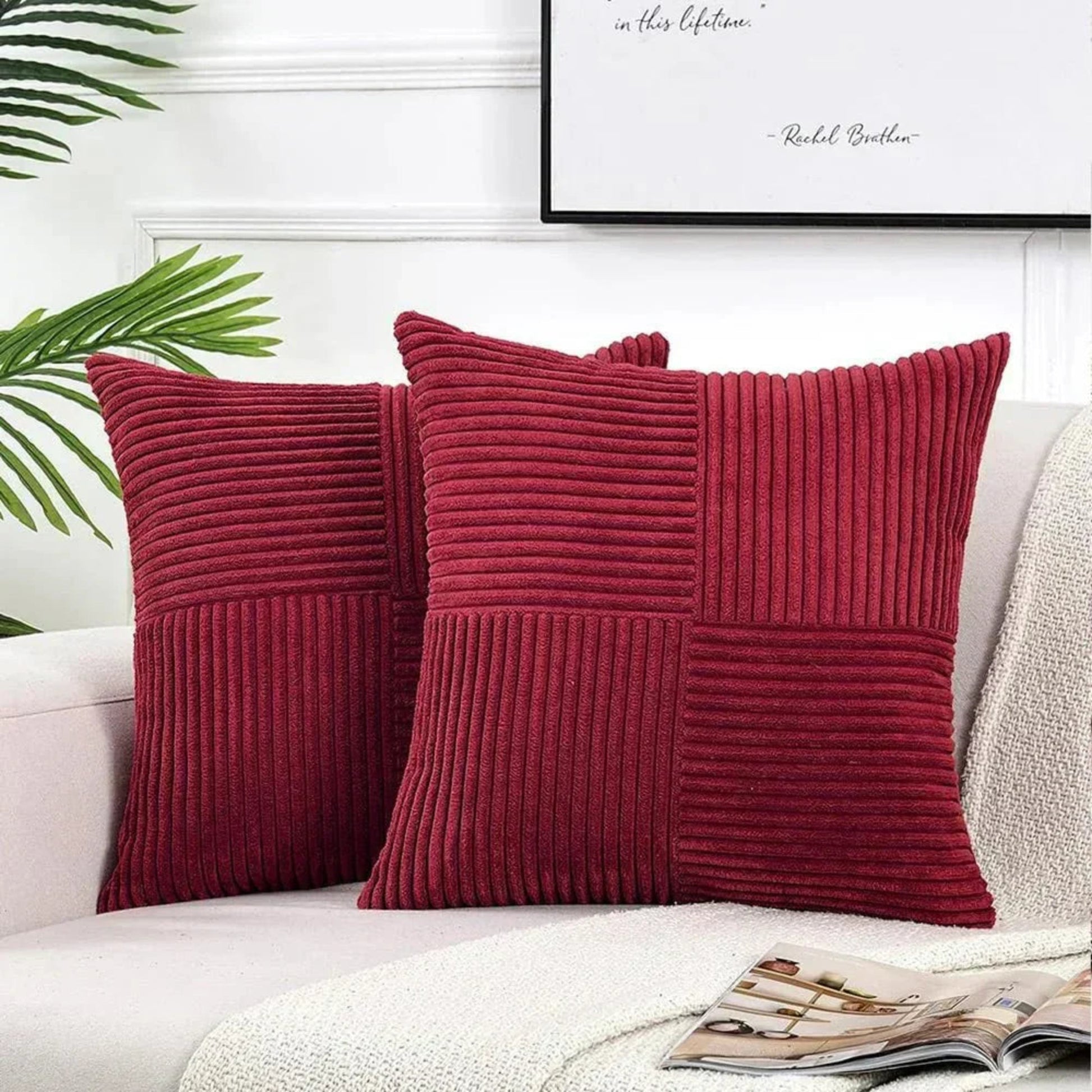 SUENTA Samtkissenbezüge 45x45 Cm Luxusweich Für Sofa Und Bett Rot 45x45cm