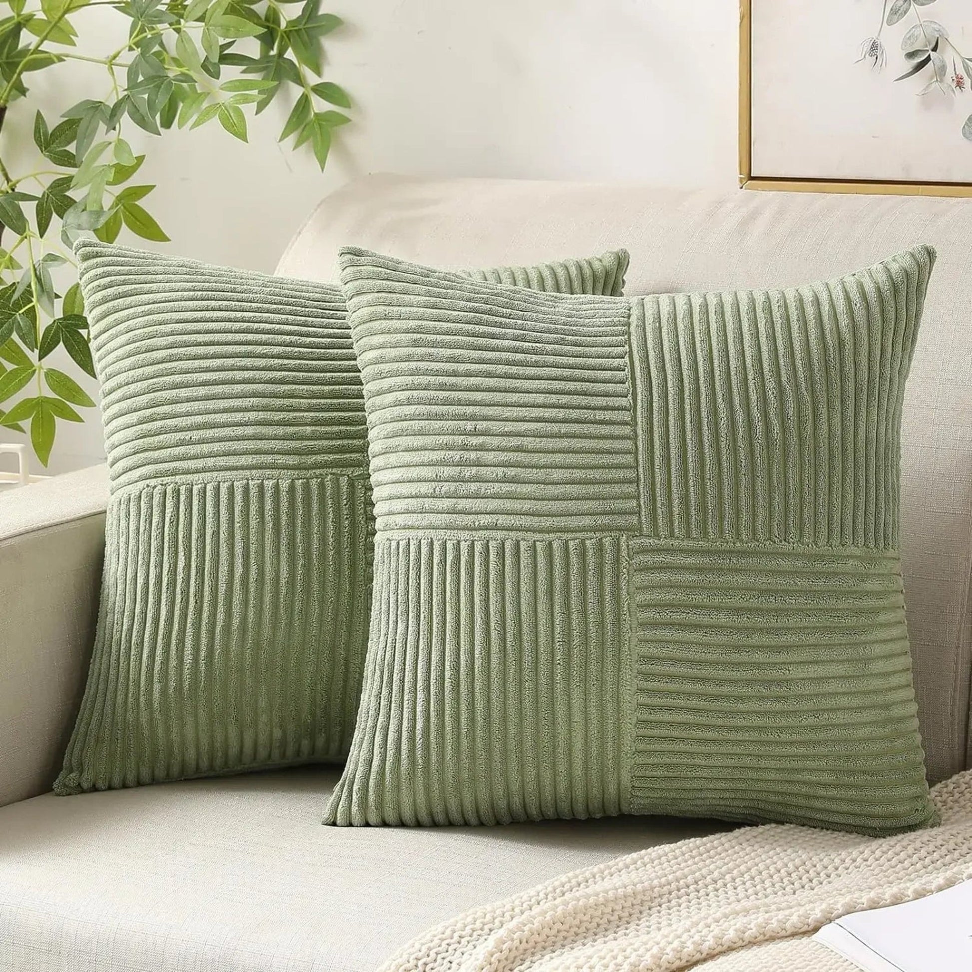 SUENTA Samtkissenbezüge 45x45 Cm Luxusweich Für Sofa Und Bett Hellgrün 45x45cm