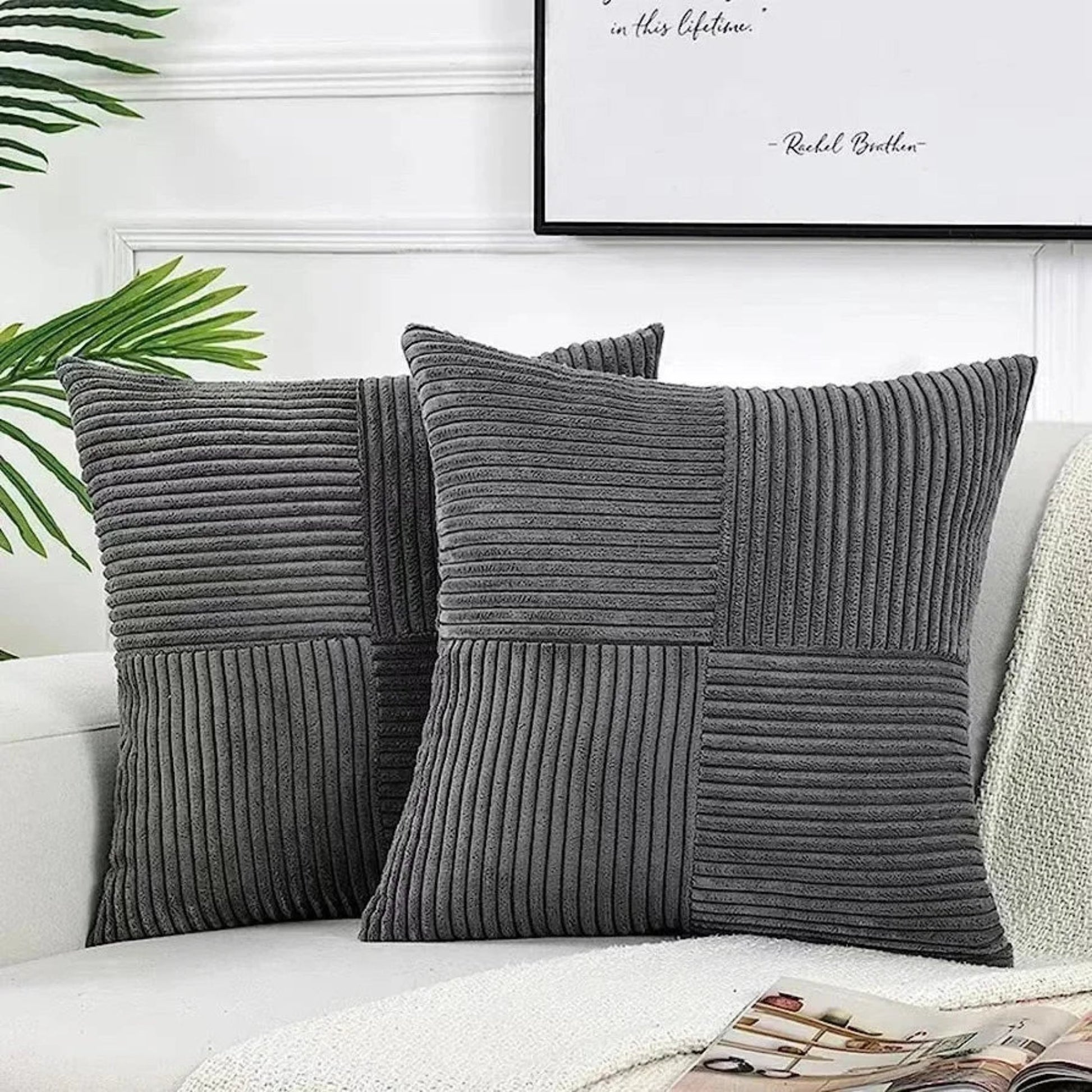 SUENTA Samtkissenbezüge 45x45 Cm Luxusweich Für Sofa Und Bett Dunkelgrau 45x45cm
