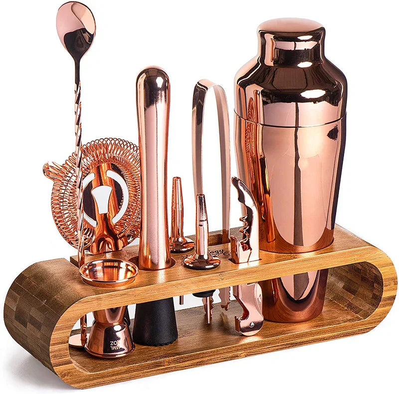 SUENTA Metallisches Bar-Set Elegantes Cocktail- und Barkeeper-Set Roségold