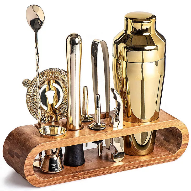 SUENTA Metallisches Bar-Set Elegantes Cocktail- und Barkeeper-Set Gold