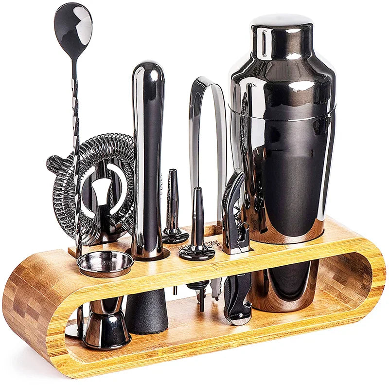 SUENTA Metallisches Bar-Set Elegantes Cocktail- und Barkeeper-Set Schwarz