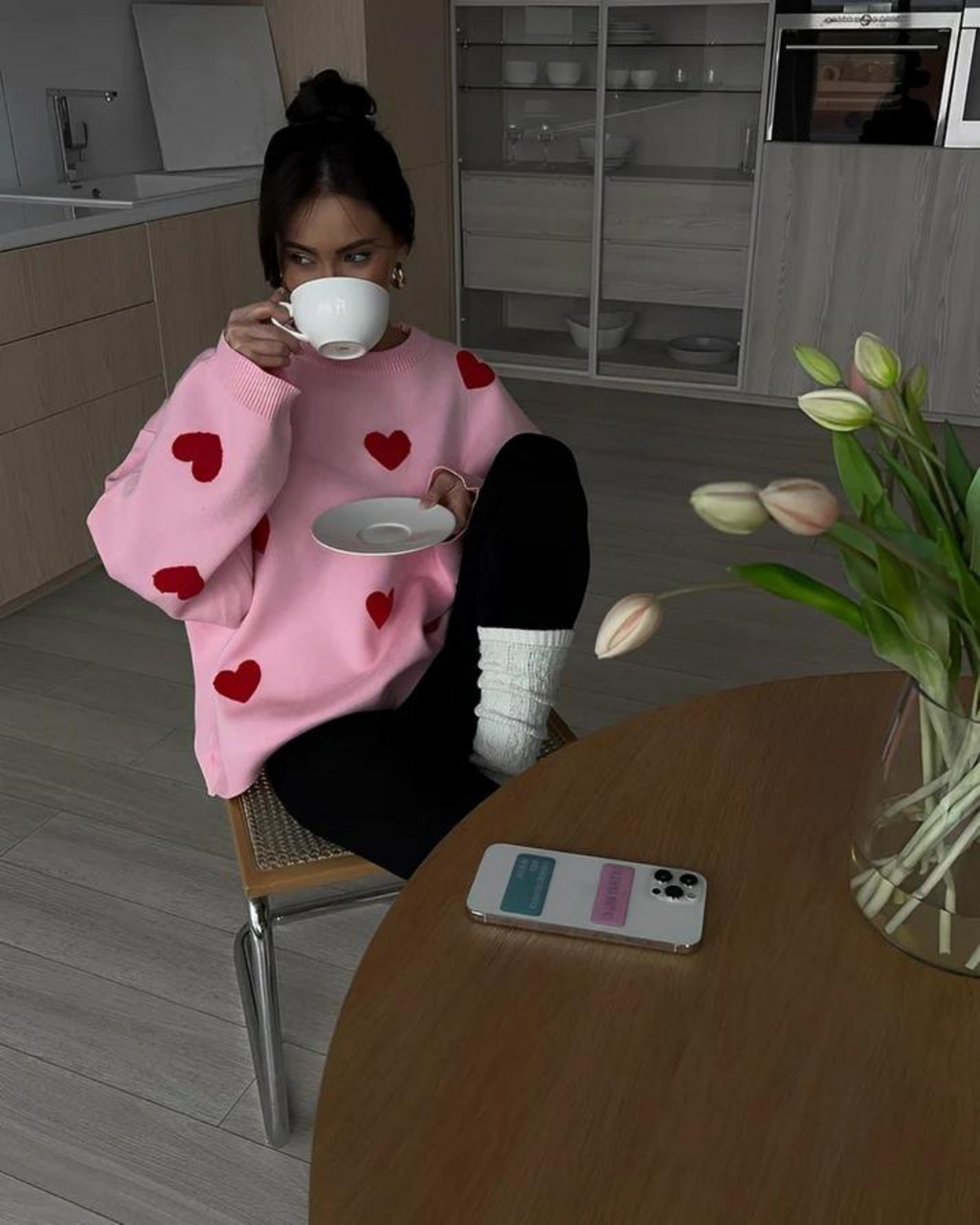 SUENTA Pullover Comfy Love Sweater Atmungsaktiv Weich Hochwertigen Stoffs Rosa