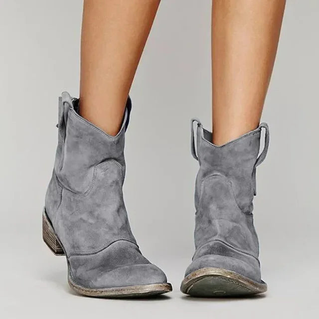 SUENTA Beverly Damen Cowboy-Stiefelette - Im Vintage-Stil Grau