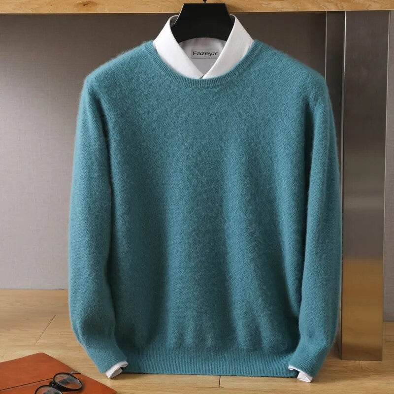 SUENTA Damen Eleganter Kaschmir-Pullover Zeitlose Eleganz Stil Türkis