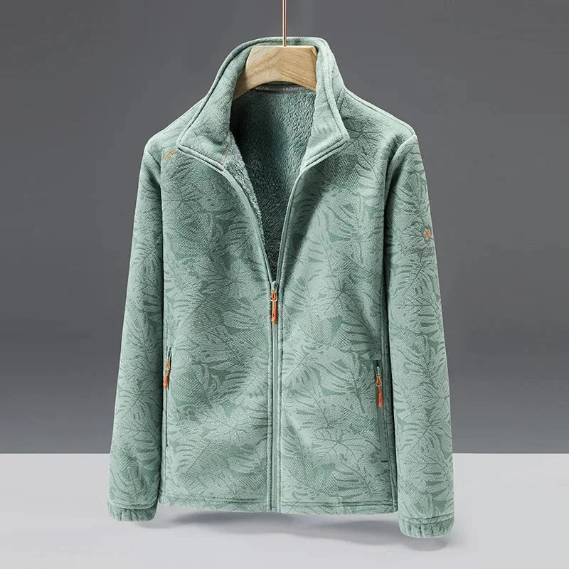 SUENTA Unisex Modische Fleece Jacke Warme Alltag Büro Freizeit Grün (Damen)