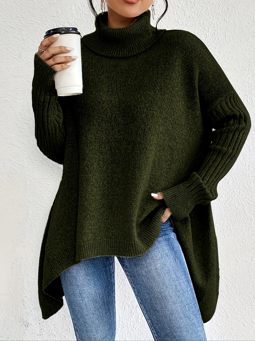 Luna | Jersey de invierno oversize para mujer, cómodo y con cuello alto