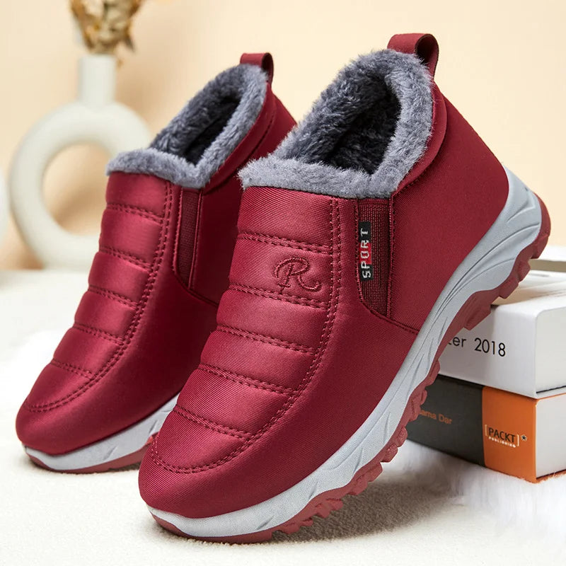 SUENTA Modische Schlupf-Winterstiefel für Damen | Mit Reißverschluss - Winterstiefel