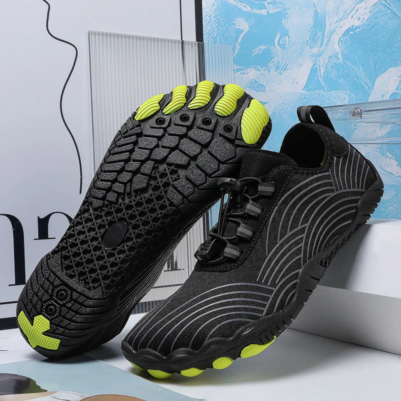 SUENTA Unisex Im Freien Barfußschuhe Wasserdichte Allround Flexibel Schwarz