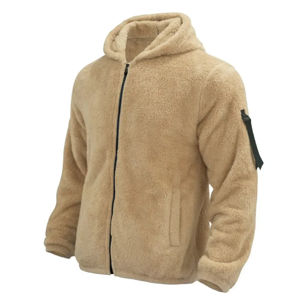 SUENTA Herren Kapuze Fleece Jacke Reißverschluss Taschen Winter