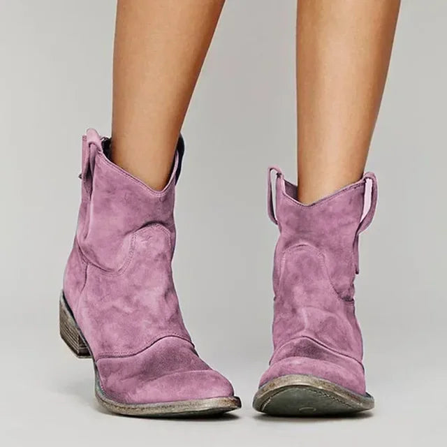 SUENTA Beverly Damen Cowboy-Stiefelette - Im Vintage-Stil Rosa