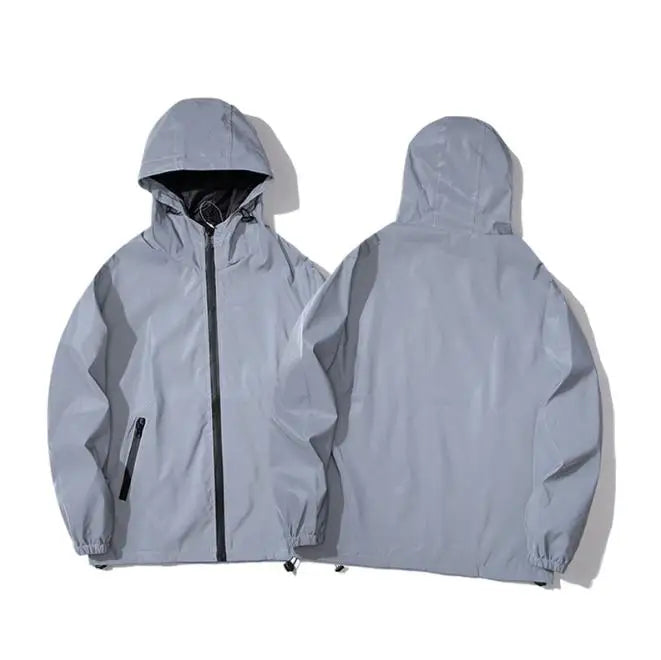 SUENTA Herren-Softshell Jacke mit Kapuze Reflektierende Elemente Hellgrau