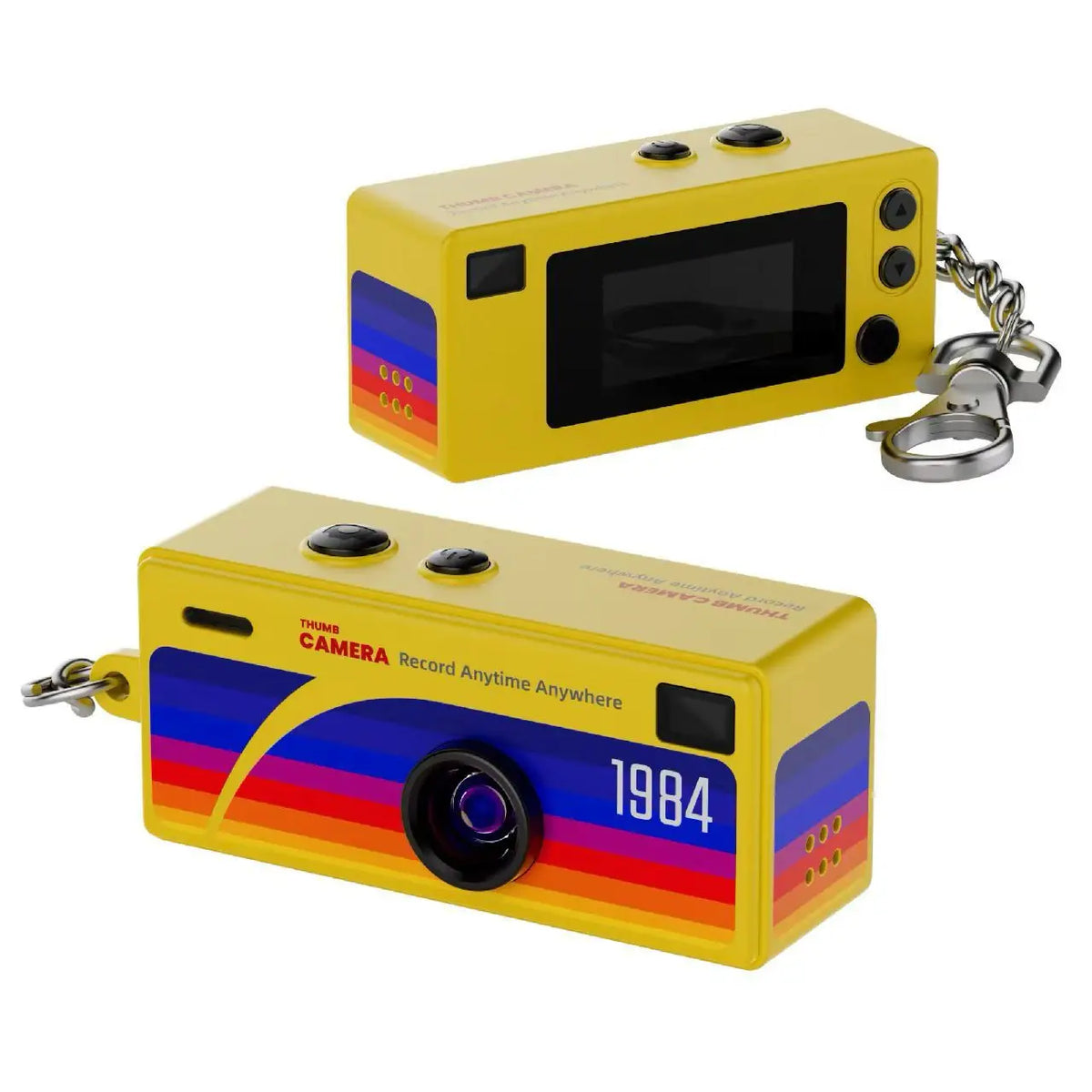 SUENTA Ourlife | Mini Keychain Digital Camera with 0.96 Inch Screen - Retro 1080P Small Camcorder & Pocket Video Recorder with Flash, SD Card Support Yellow